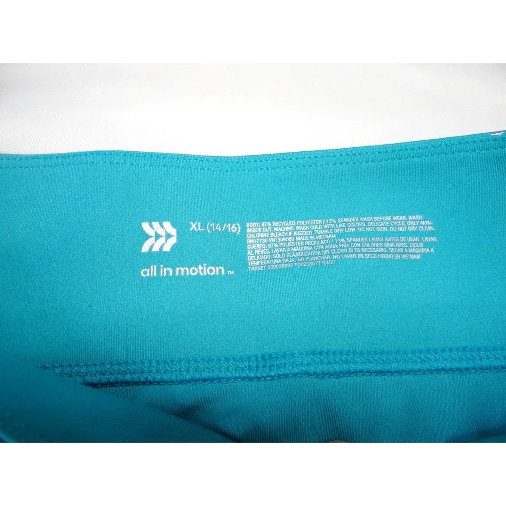 All In Motion Teal Star‎ Print Athleisure Leggings Youth Size XL 14 16